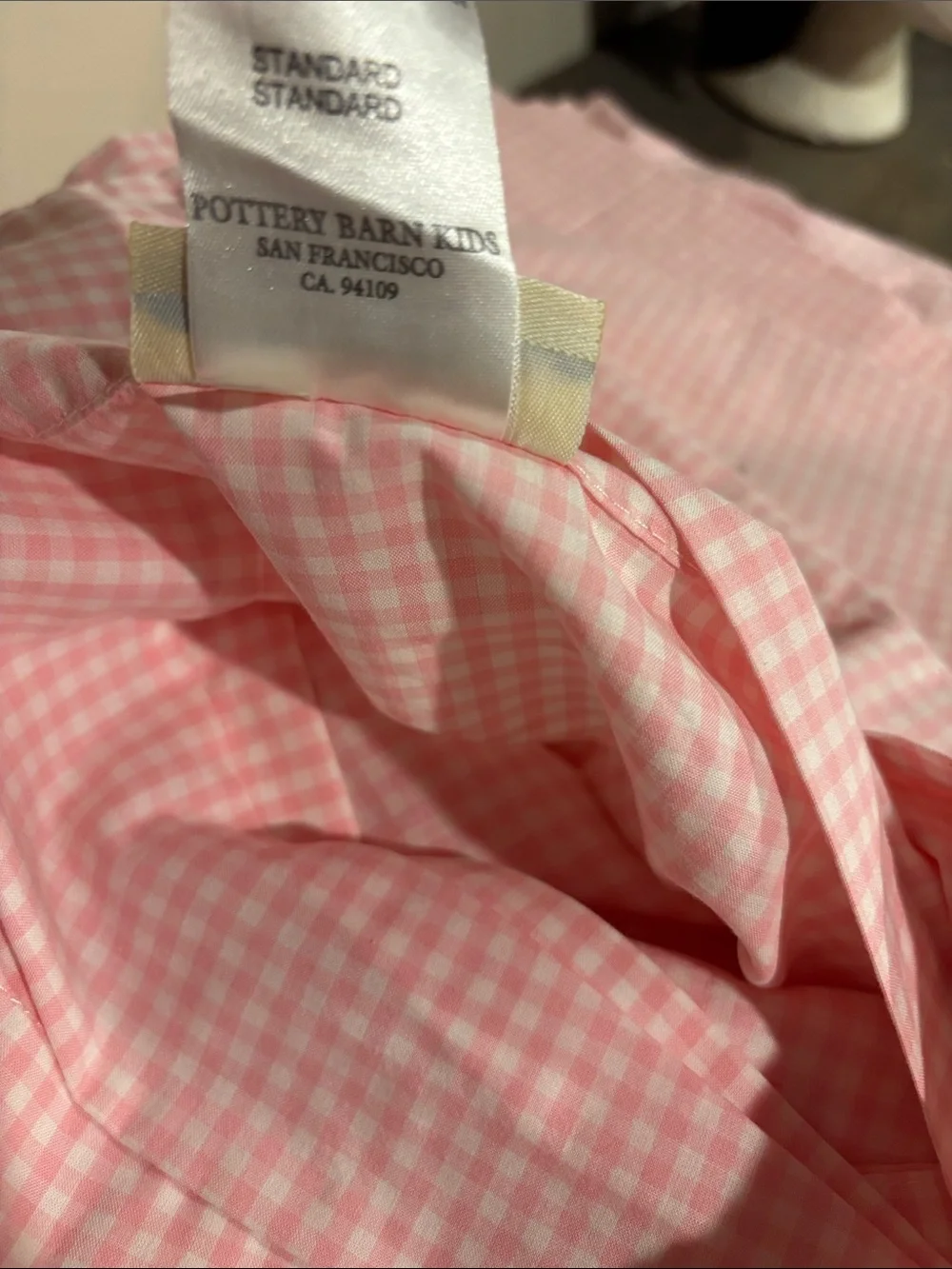 Pottery Barn Kids Gingham Pink Twin Duvet Cover